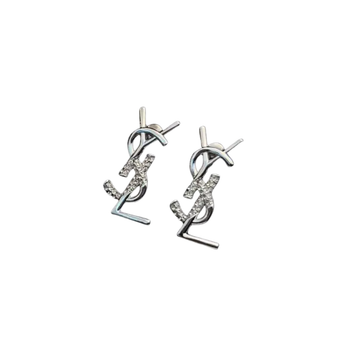 YSL Jewelry | Cassandre Brooch Earrings Set Silver Crystals